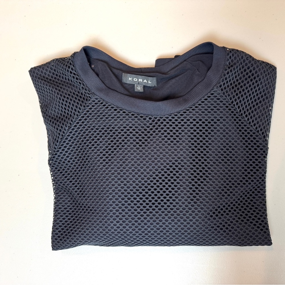 Koral Sofia Mesh Long Sleeve Top Dark Navy Athletic Pullover Size Large Made in